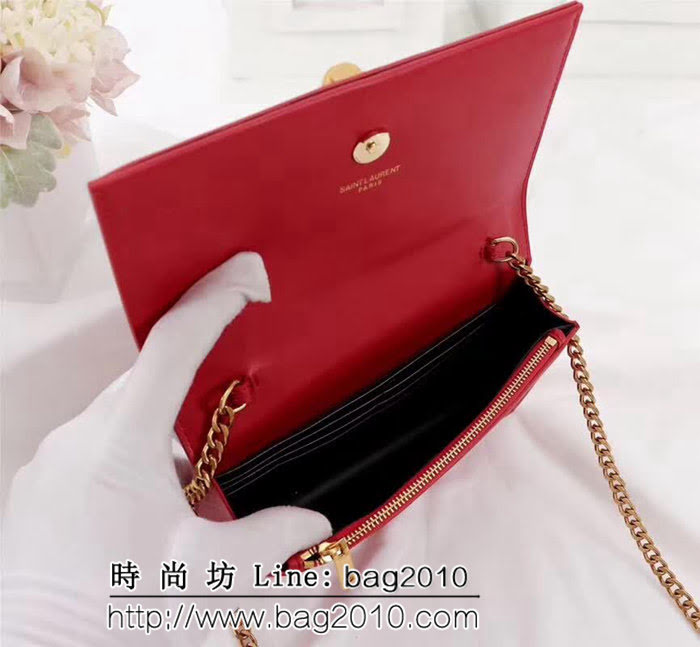 YSL聖羅蘭 爆款 Saint Laurent 紅色小牛皮鏈條包 26817 YAS1154